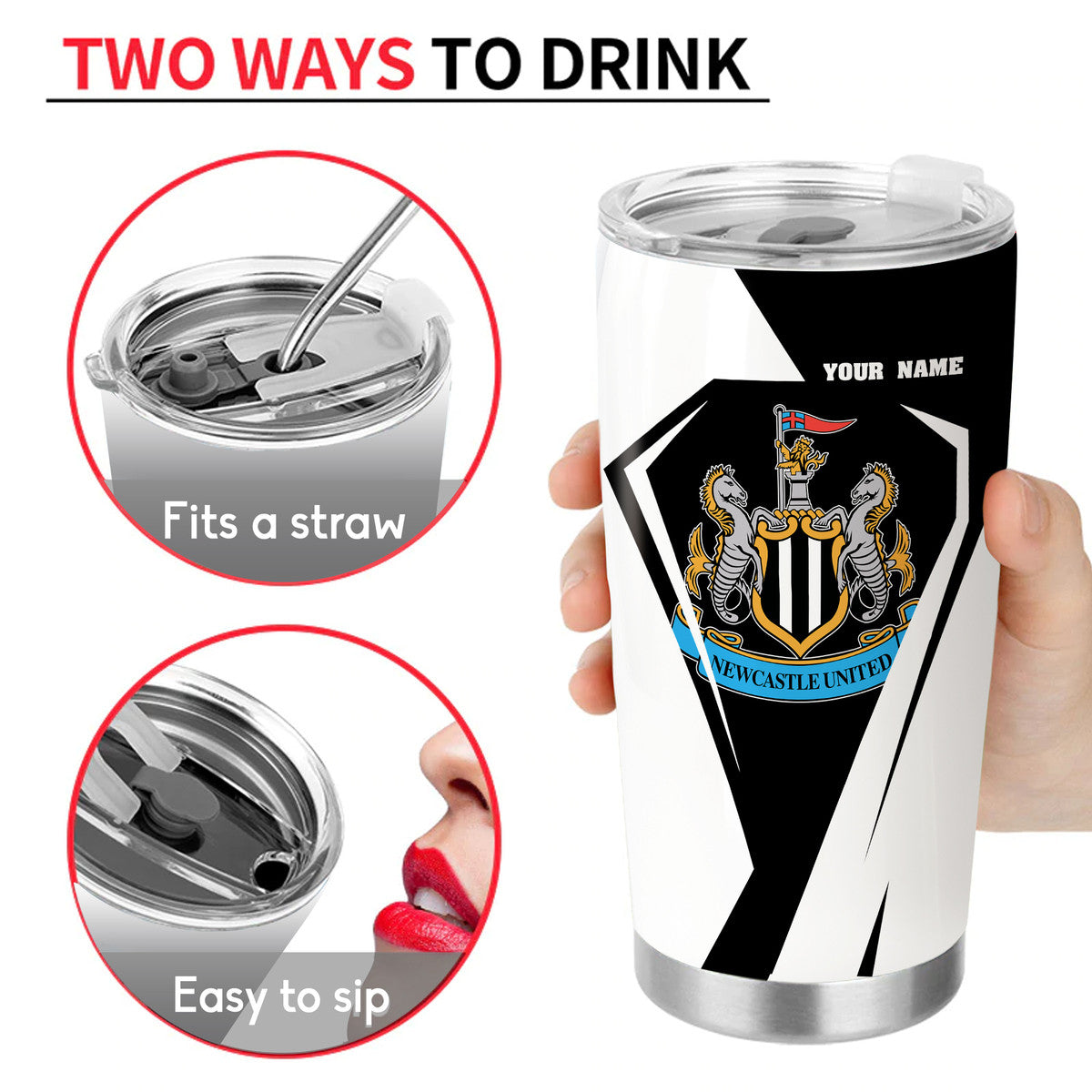 Personalized Name Newcastle United Stainless Tumbler 20oz 30oz Cup Q031001