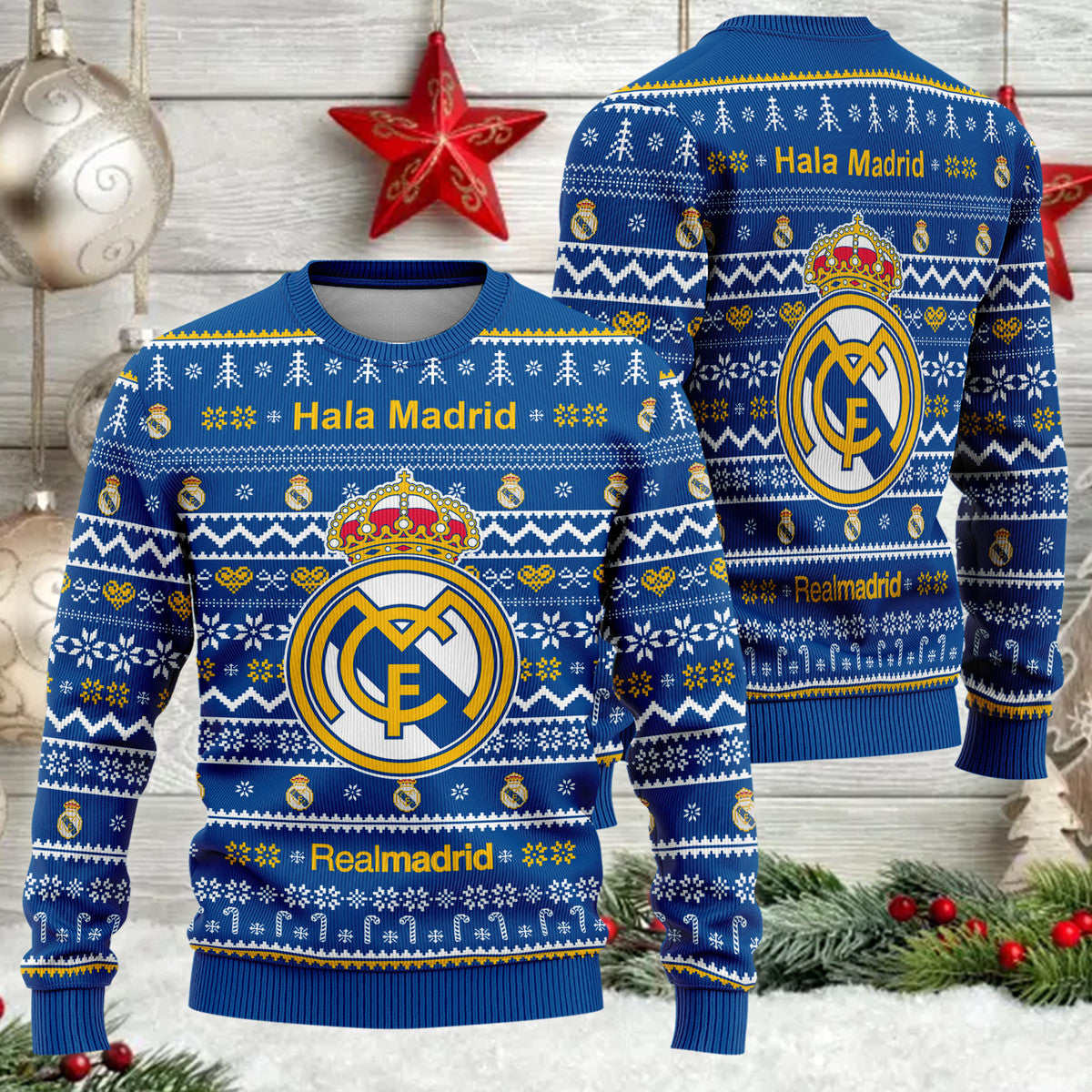 Real Madrid S5 Ugly Christmas Sweater , Unisex Wool Sweater S161004