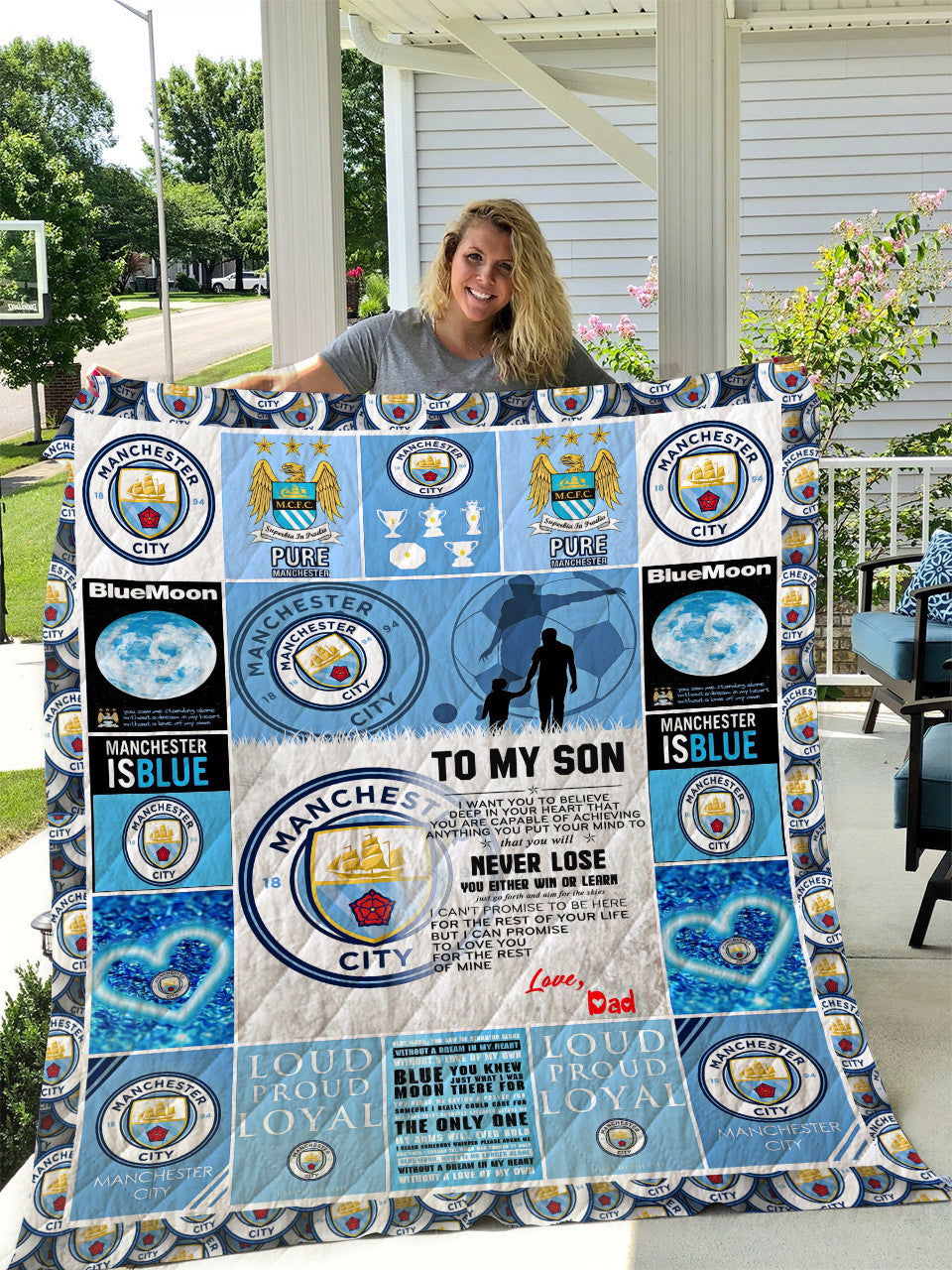Manchester City Q2 Quilt Blanket , Quilt set , Bedroom Decor , Quilting