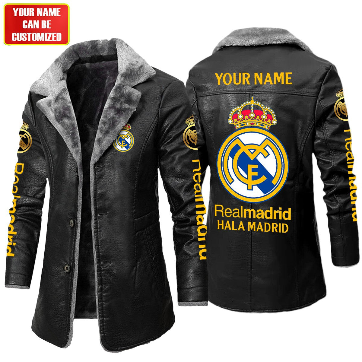 Real Madrid Leather Fleece Winter Coat S181005
