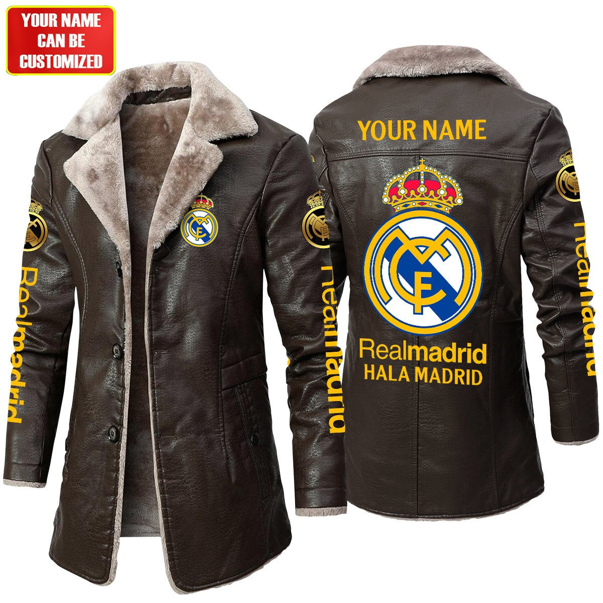 Real Madrid Leather Fleece Winter Coat S181005
