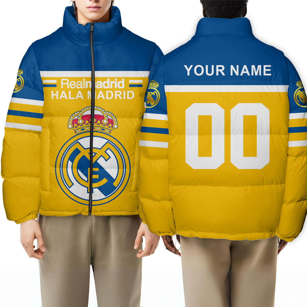 Personalized Real Madrid Puffer Thermal Stand Collar Jacket Q211004