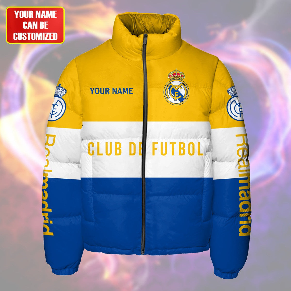 Personalized Real Madrid Puffer Thermal Stand Collar Jacket QB231001