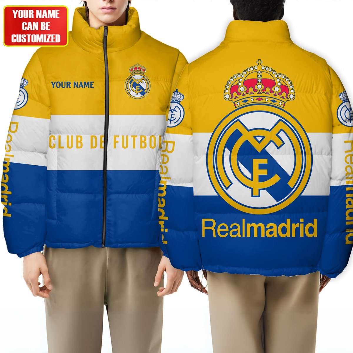 Personalized Real Madrid Puffer Thermal Stand Collar Jacket QB231001