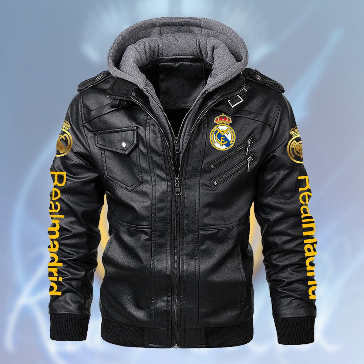 Real Madrid Leather Jacket with Hood S261015