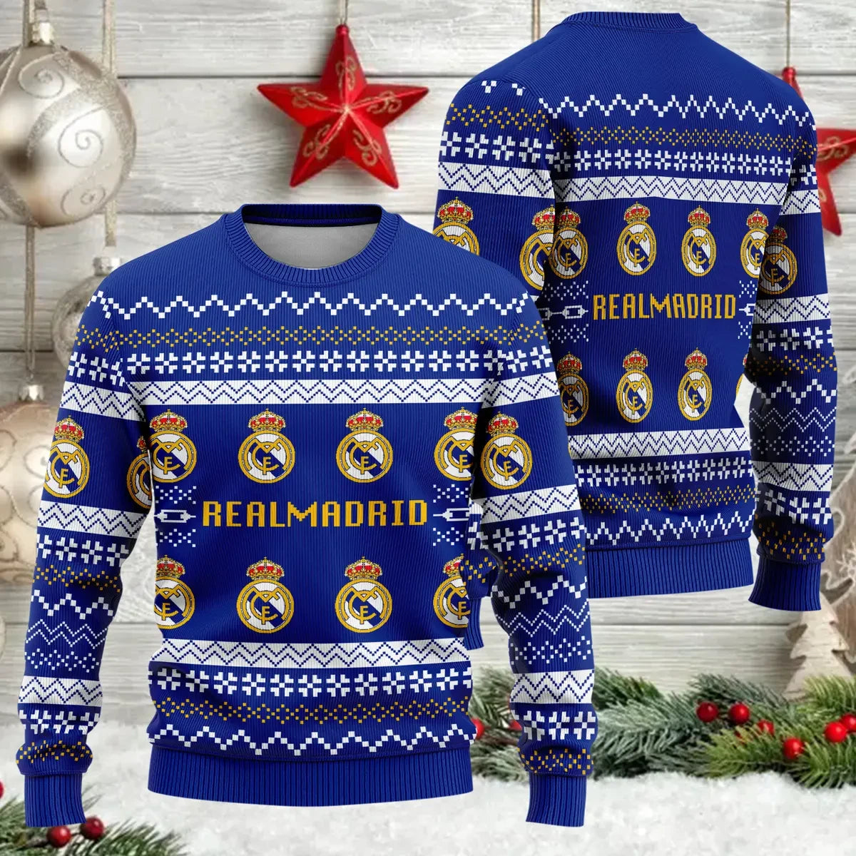Real Madrid Q3 Ugly Christmas Sweater , Unisex Wool Sweater Q091001