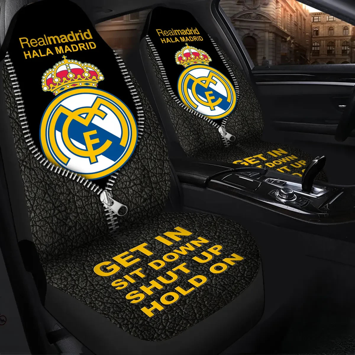 Real Madrid Hold on Funny Car Seat Covers Universal Fit Set 2 Q301005
