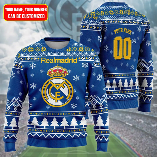 Personalized Real Madrid Ugly Christmas Sweater , Unisex Wool Sweater Q051101