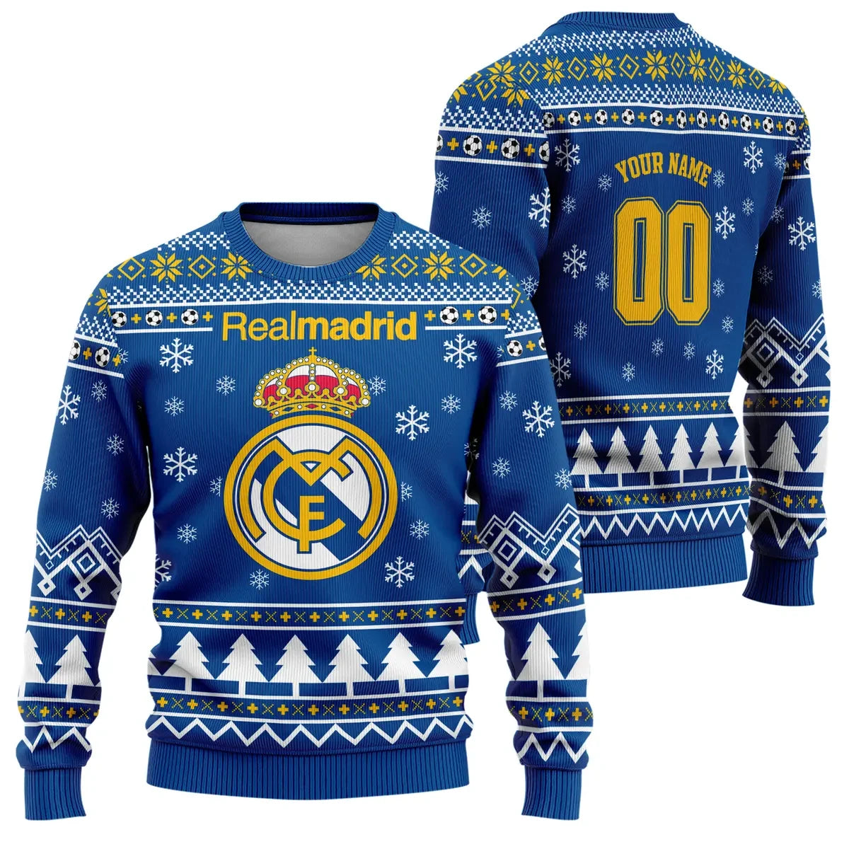 Personalized Real Madrid Ugly Christmas Sweater , Unisex Wool Sweater Q051101