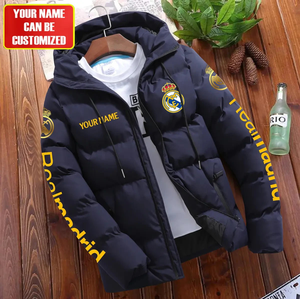 Personalized Real Madrid Puffer Jacket With Hood S061107