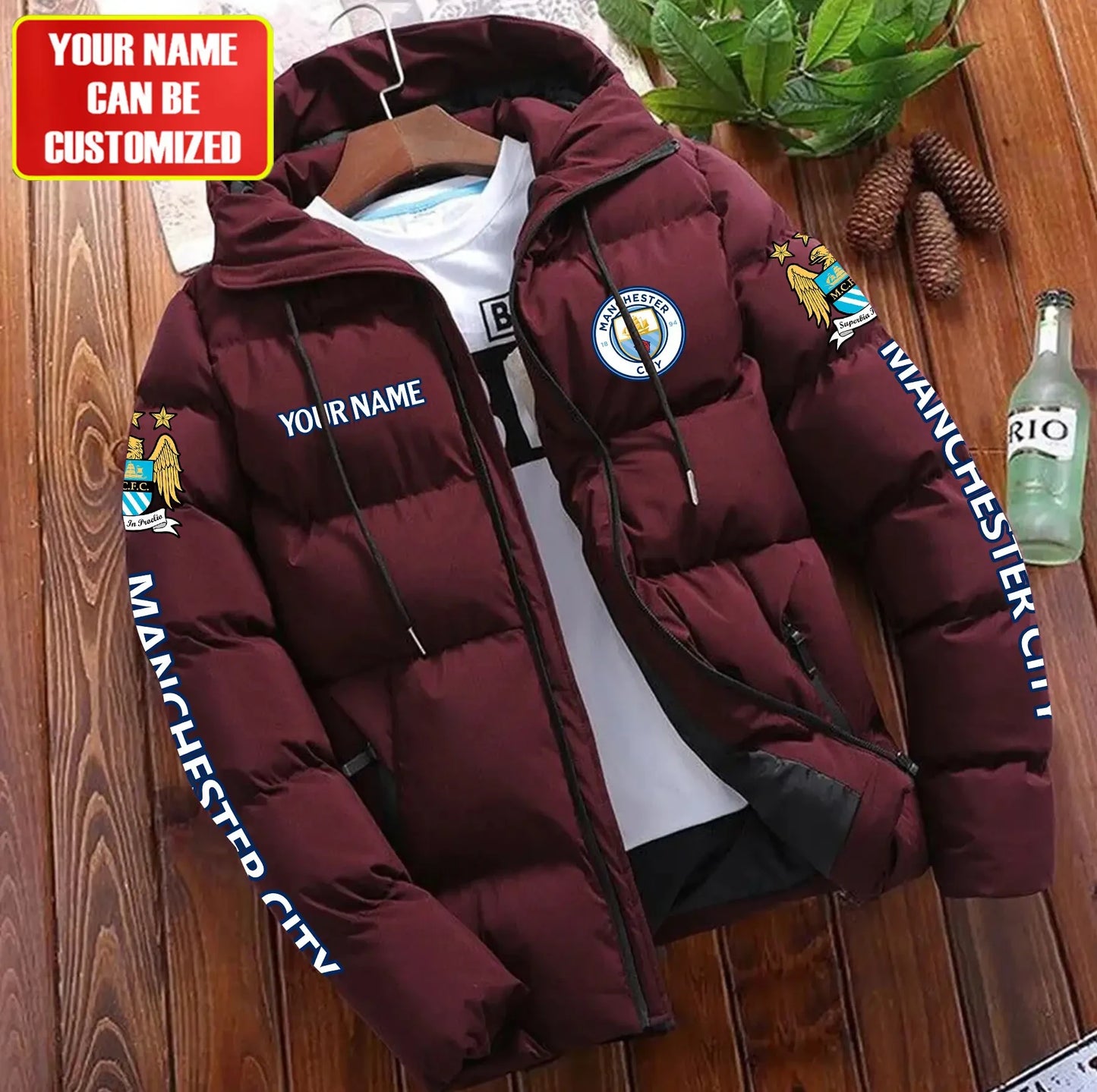 Personalized Manchester City Puffer Jacket With Hood S081104