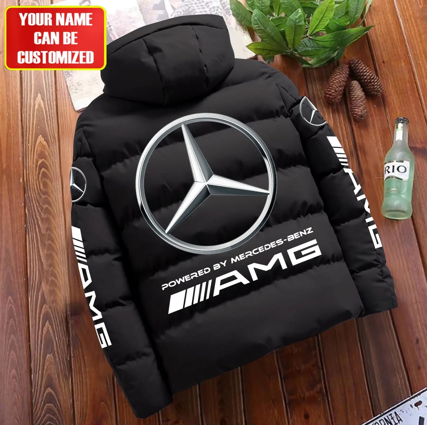 Personalized Merc AMG Puffer Jacket With Hood S111101