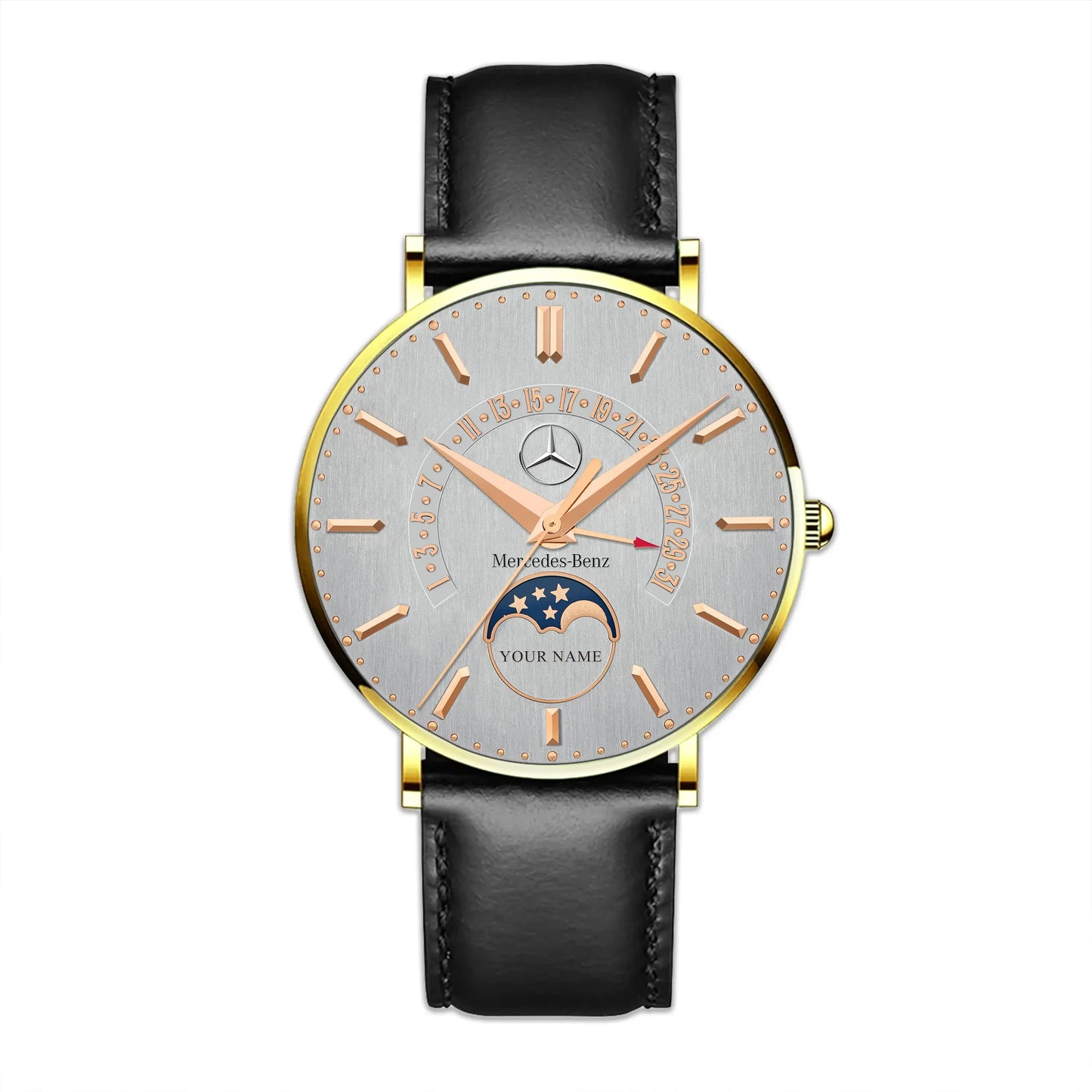 Personalized Mercedes Quartz Leather Watch P121101