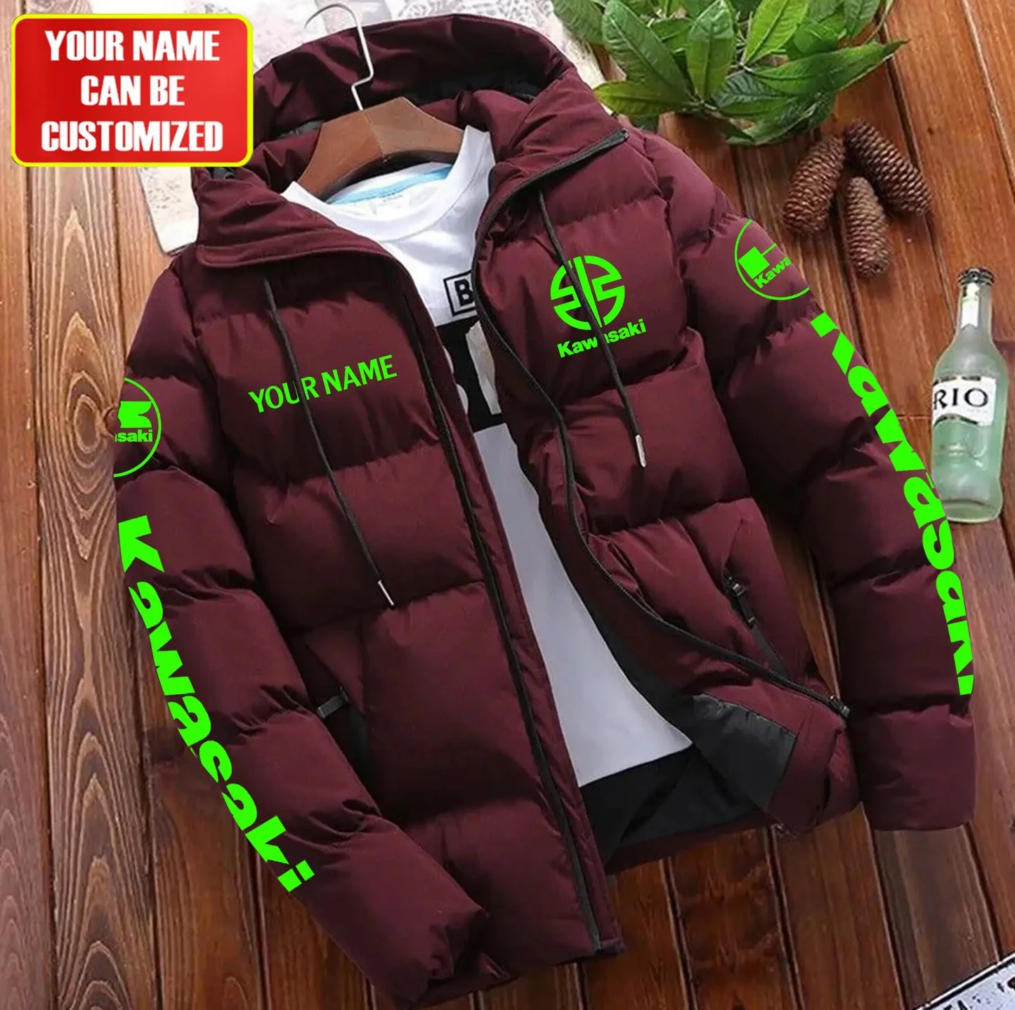 Personalized KW Puffer Jacket With Hood S131105
