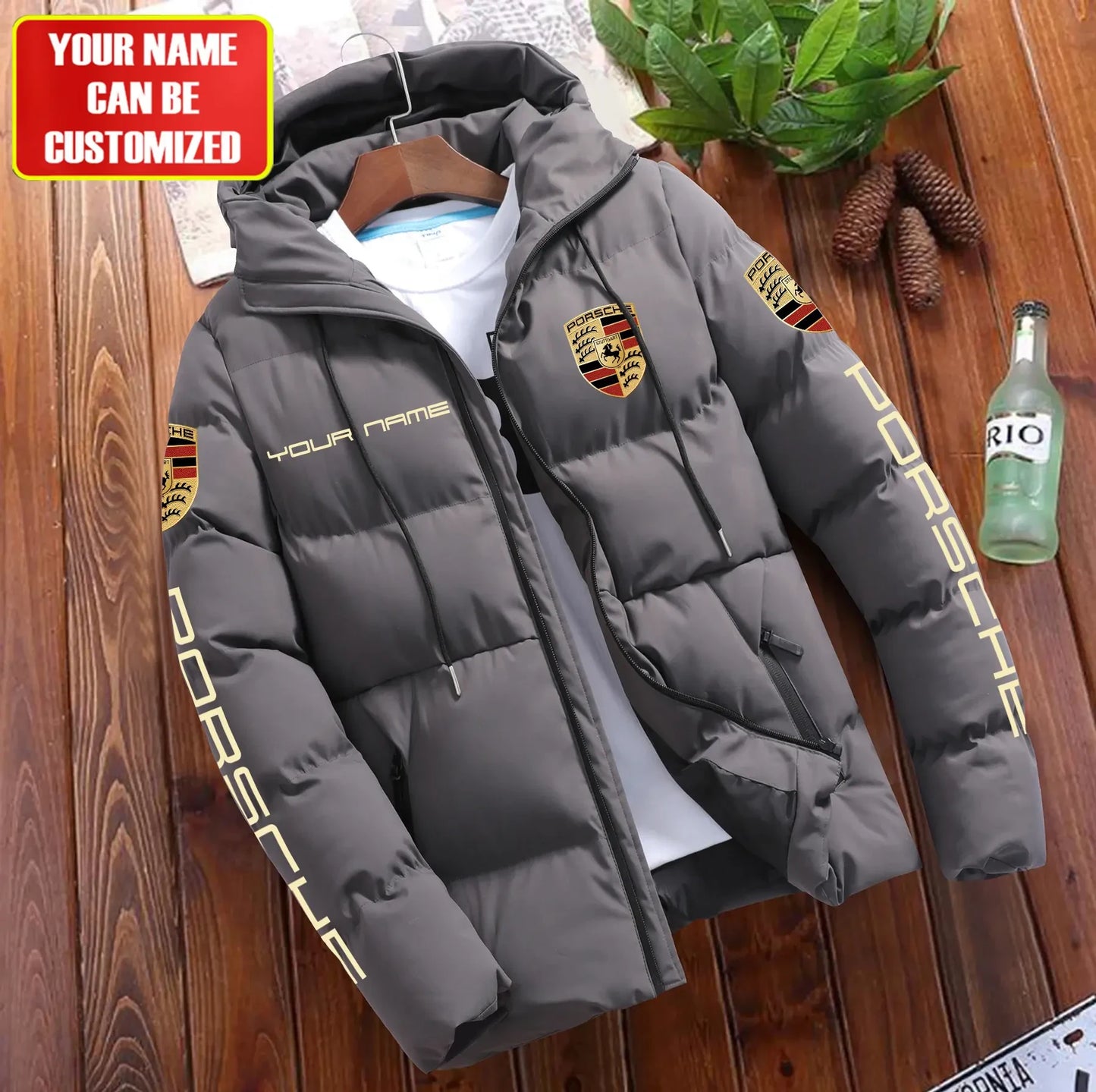 Personalized Pors Puffer Jacket With Hood S131106