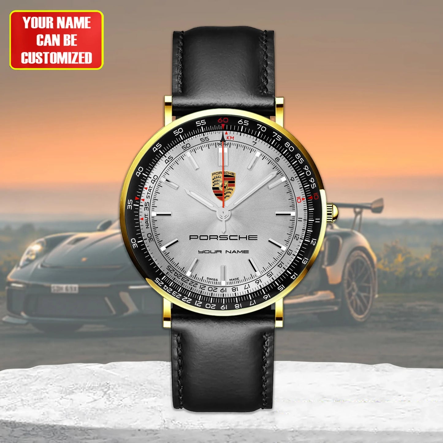 Personalized Pors Luxury Quartz Leather Watch