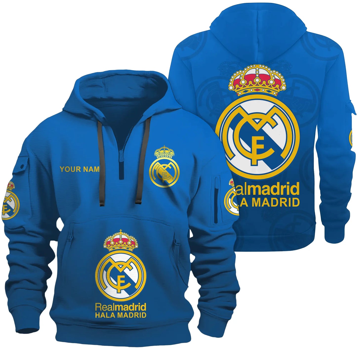 Personalized Real Madrid 3D Zip-Hoodie Cotton Jacket