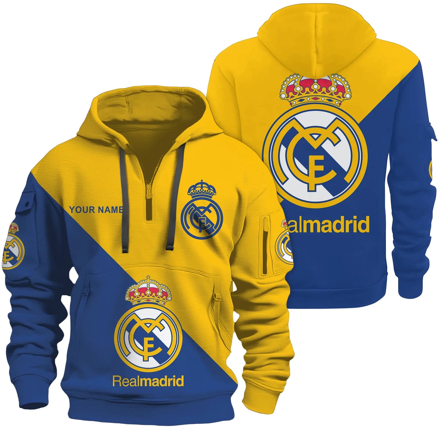 Personalized Real Madrid 3D Zip-Hoodie Cotton Jacket