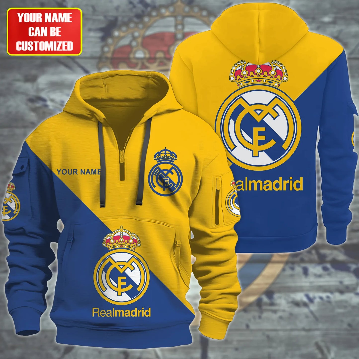 Personalized Real Madrid 3D Zip-Hoodie Cotton Jacket
