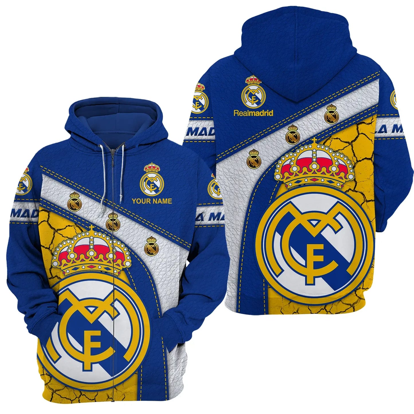 Personalized Real Madrid V3 3D Full Printing Set , Real Madrid Shirt , Zipper Polo, Hoodie , Short , Polo ,hawaii