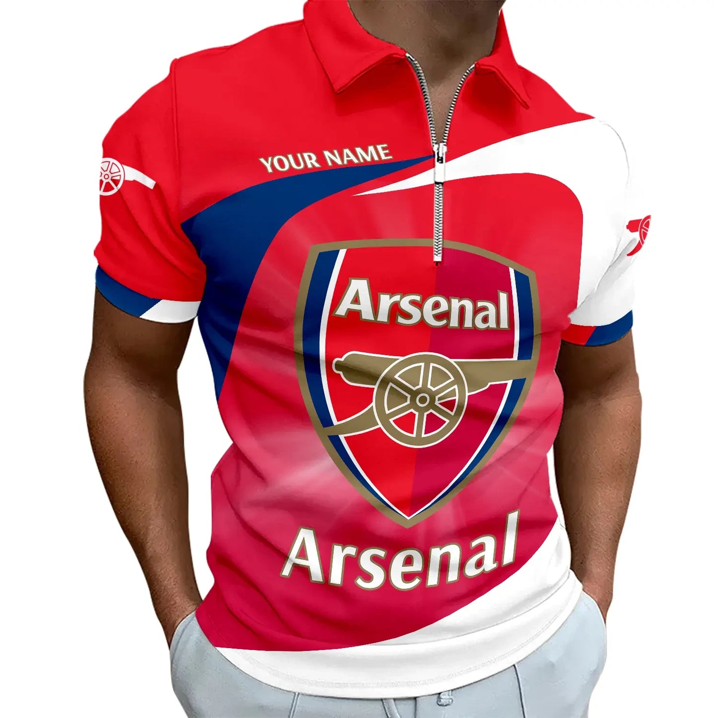 Personalized Arsenal 3D Full Printing Set , Arsenal Shirt , Zipper Polo, Hoodie , Short , Polo ,hawaii