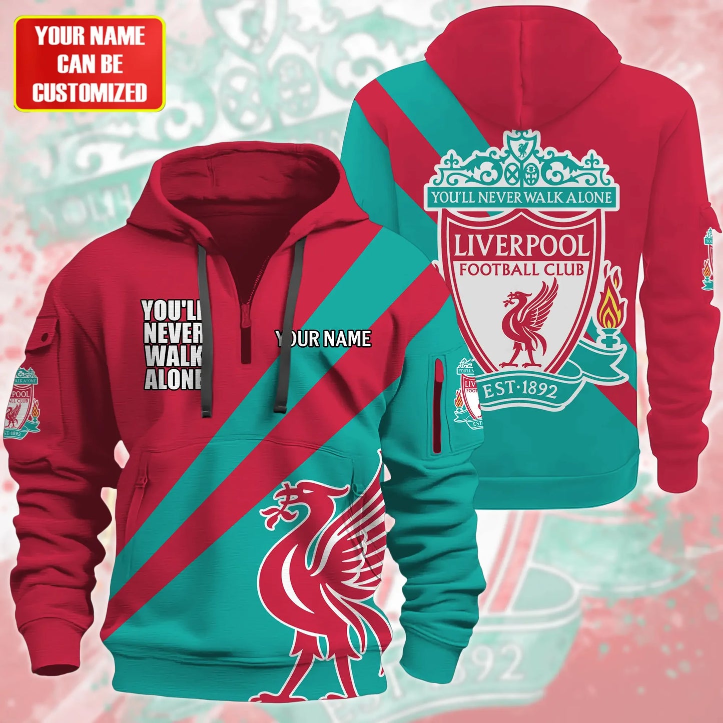 Personalized Liverpool Q2 3D Zip-Hoodie Cotton Jacket