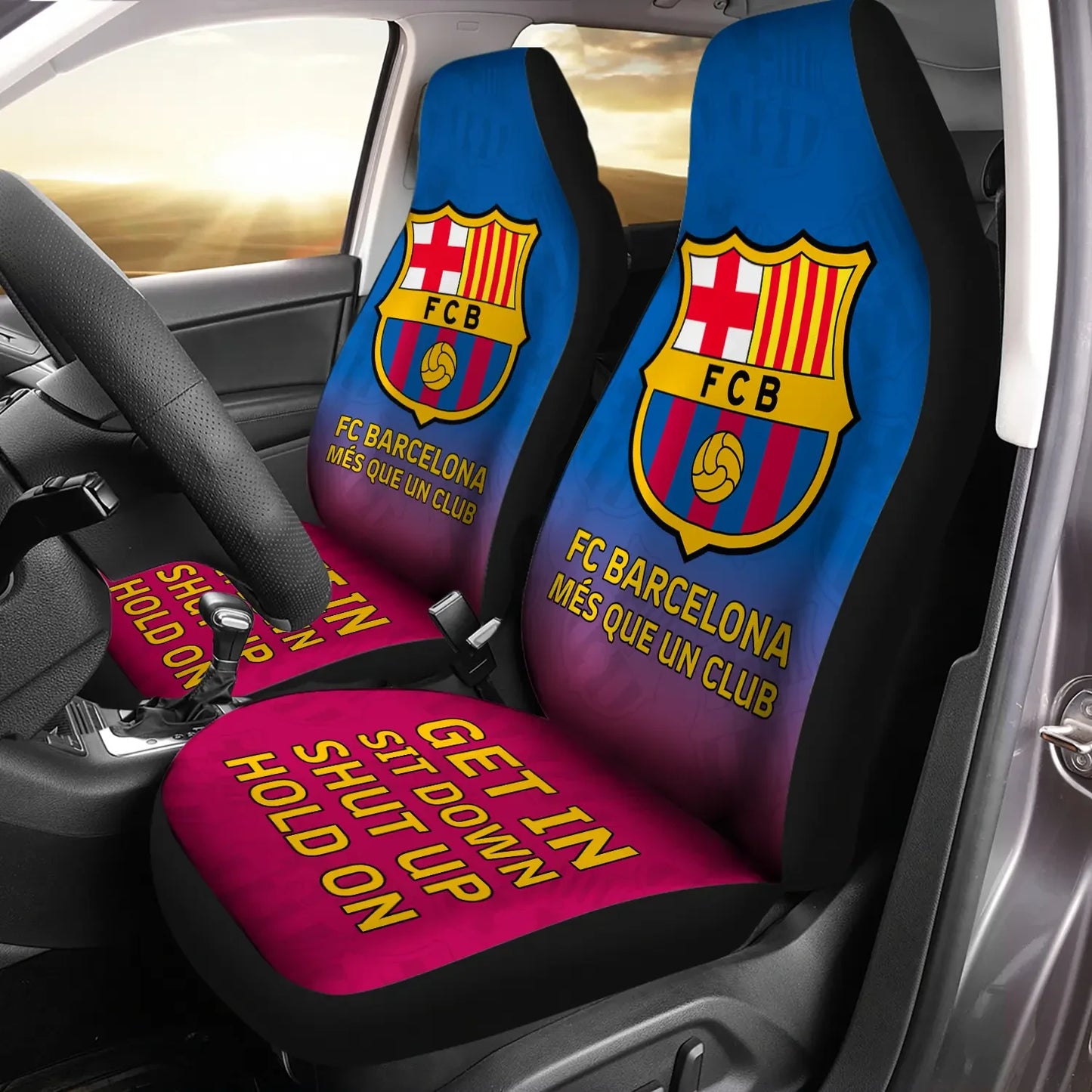 Barca Hold on Funny Car Seat Covers Universal Fit Set 2