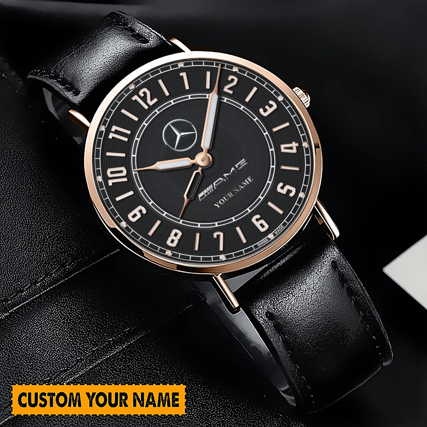 Personalized Merc AMG Luxury Quartz Leather Watch