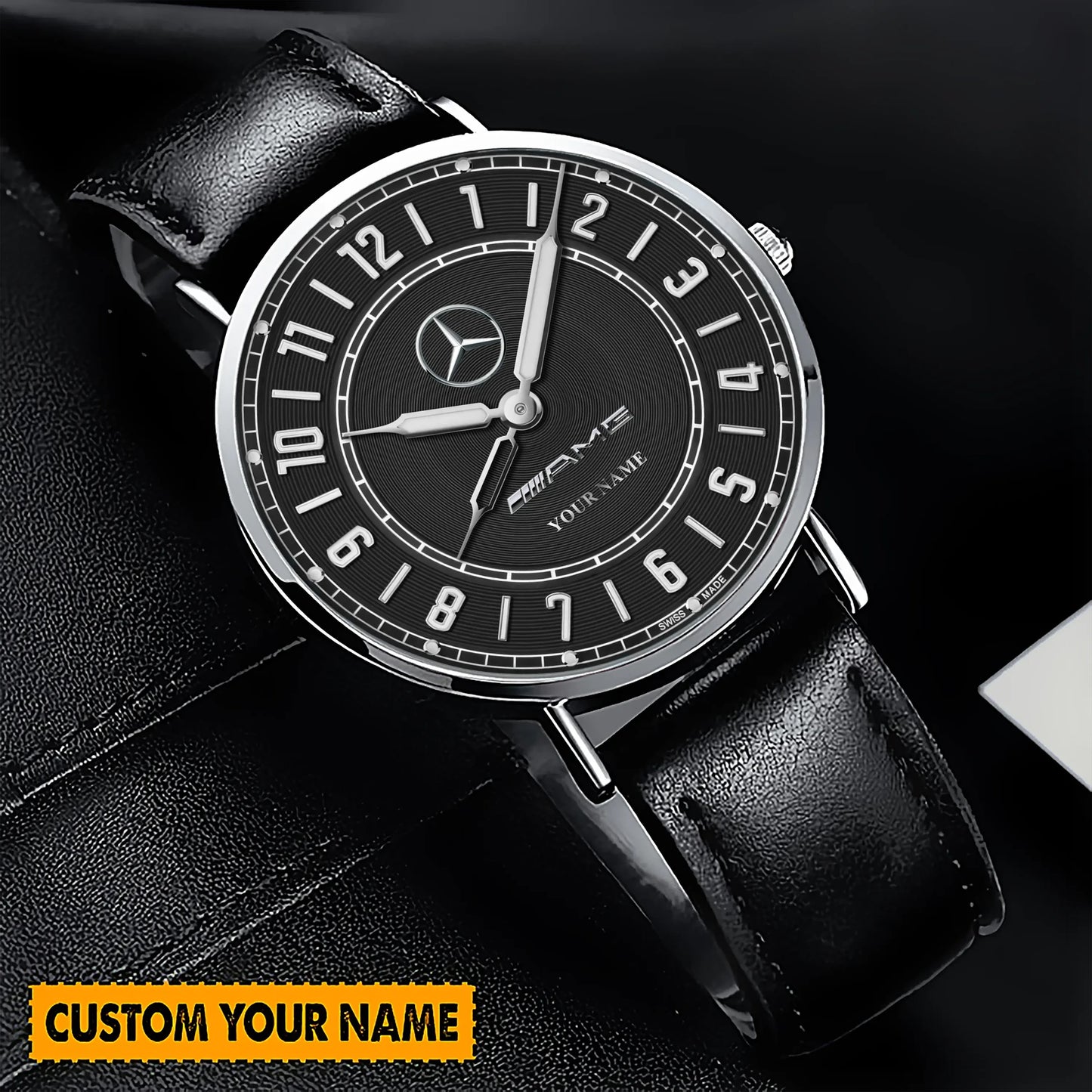 Personalized Merc AMG Luxury Quartz Leather Watch