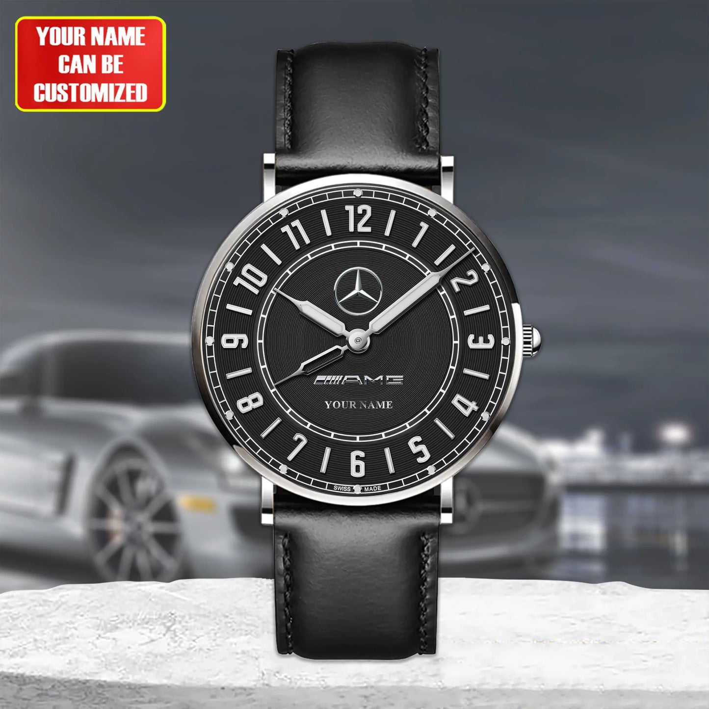 Personalized Merc AMG Luxury Quartz Leather Watch
