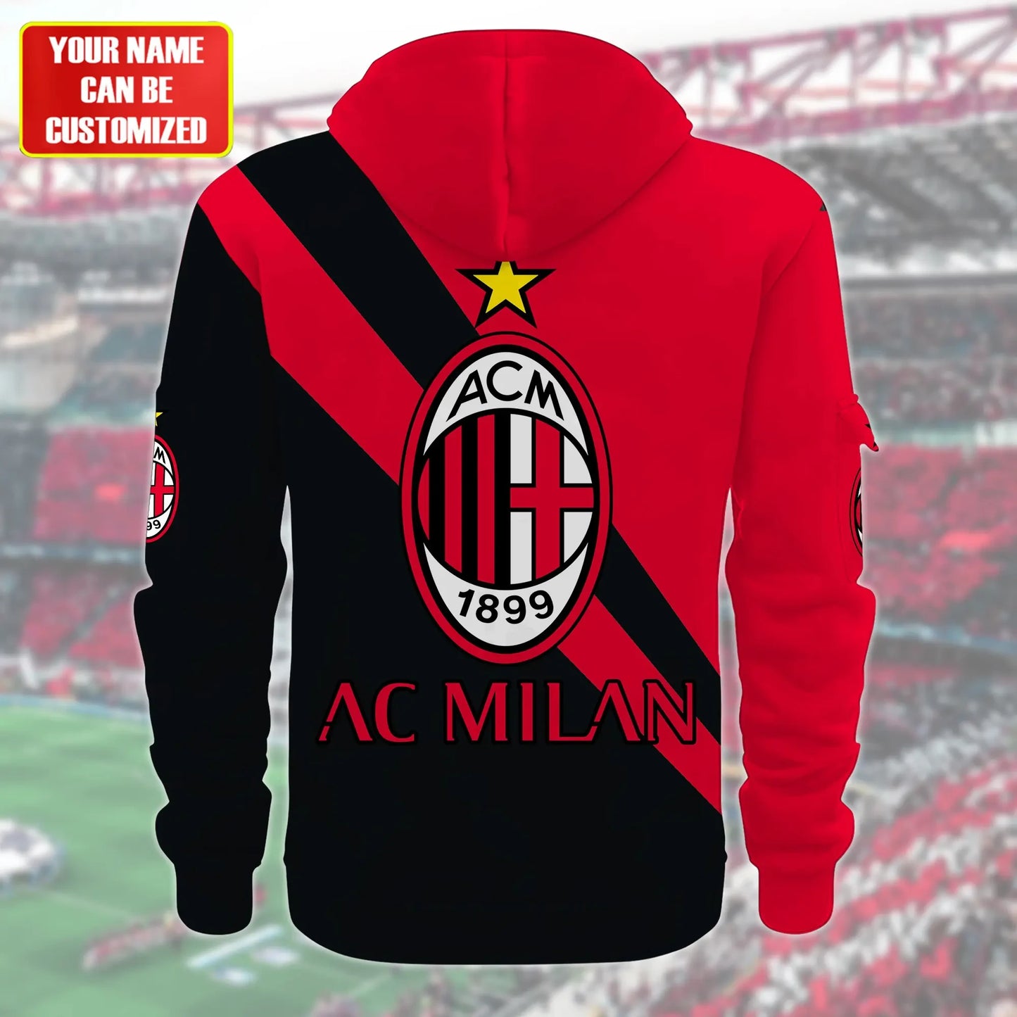 Personalized AC Milan 3D Zip-Hoodie Cotton Jacket