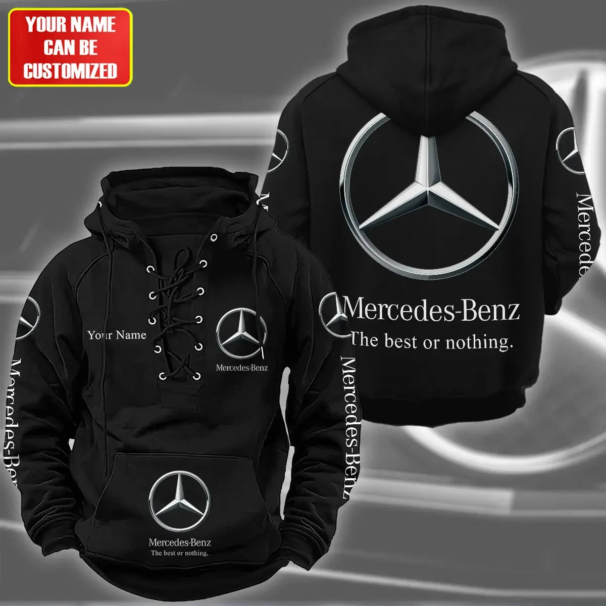 Personalized Merc Lace-up Cotton Hoodie