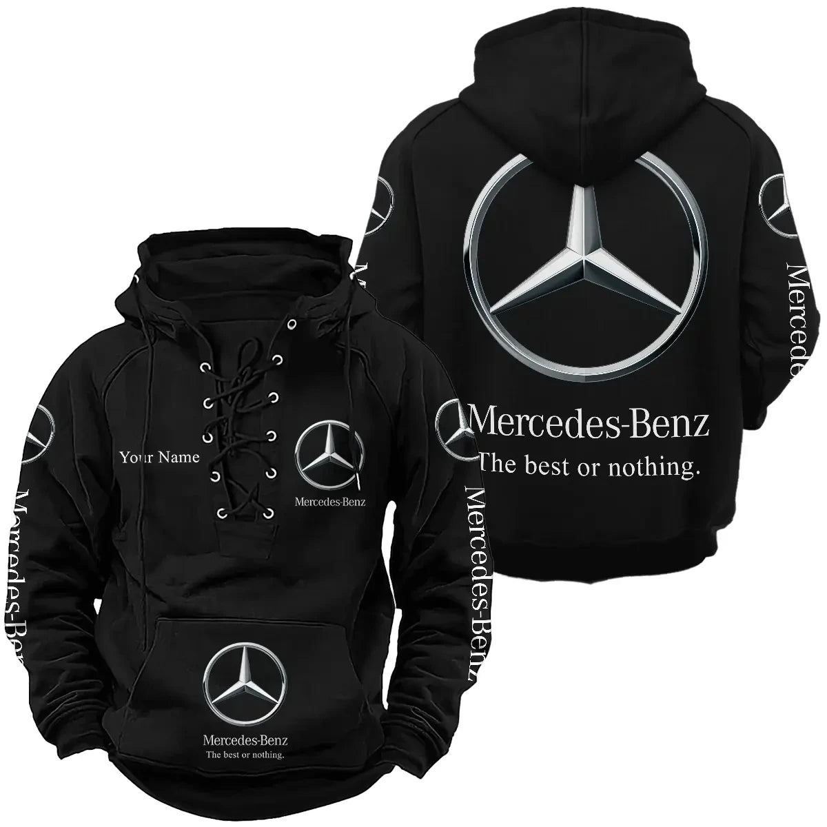 Personalized Merc Lace-up Cotton Hoodie
