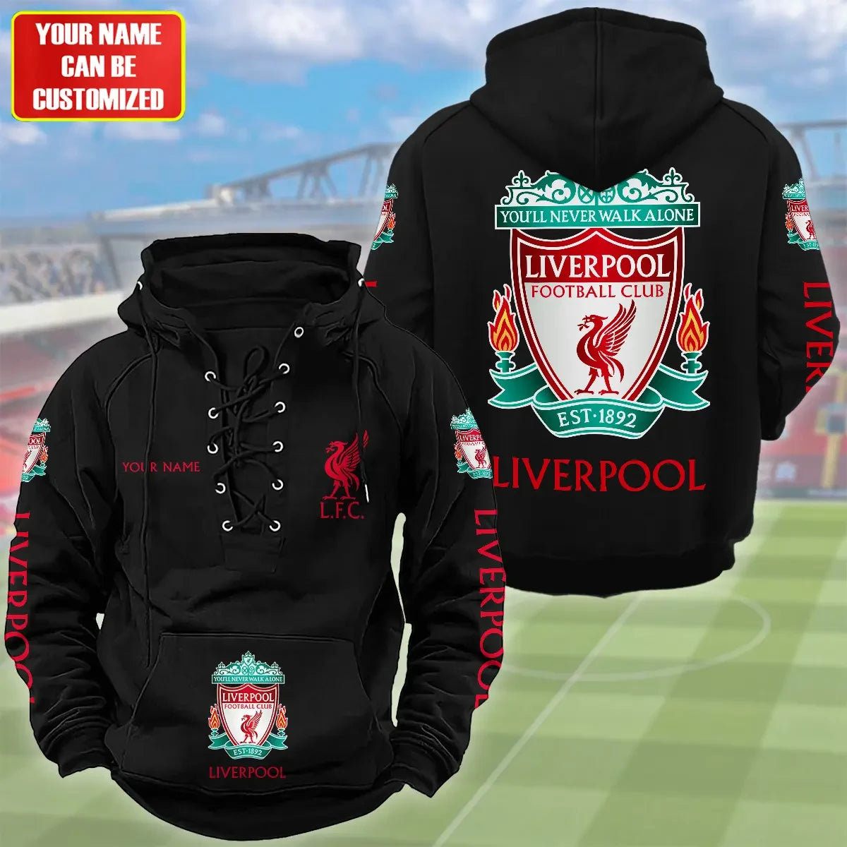 Personalized Liverpool Lace-up Cotton Hoodie