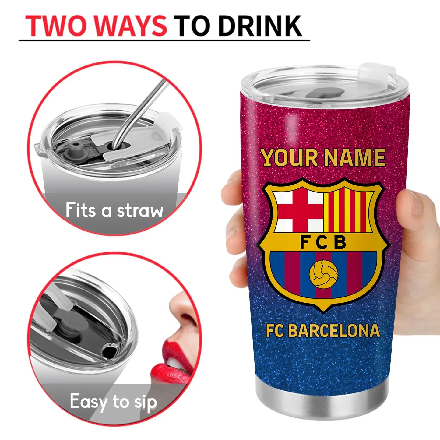 Personalized Barca Stainless Tumbler 20oz 30oz Cup
