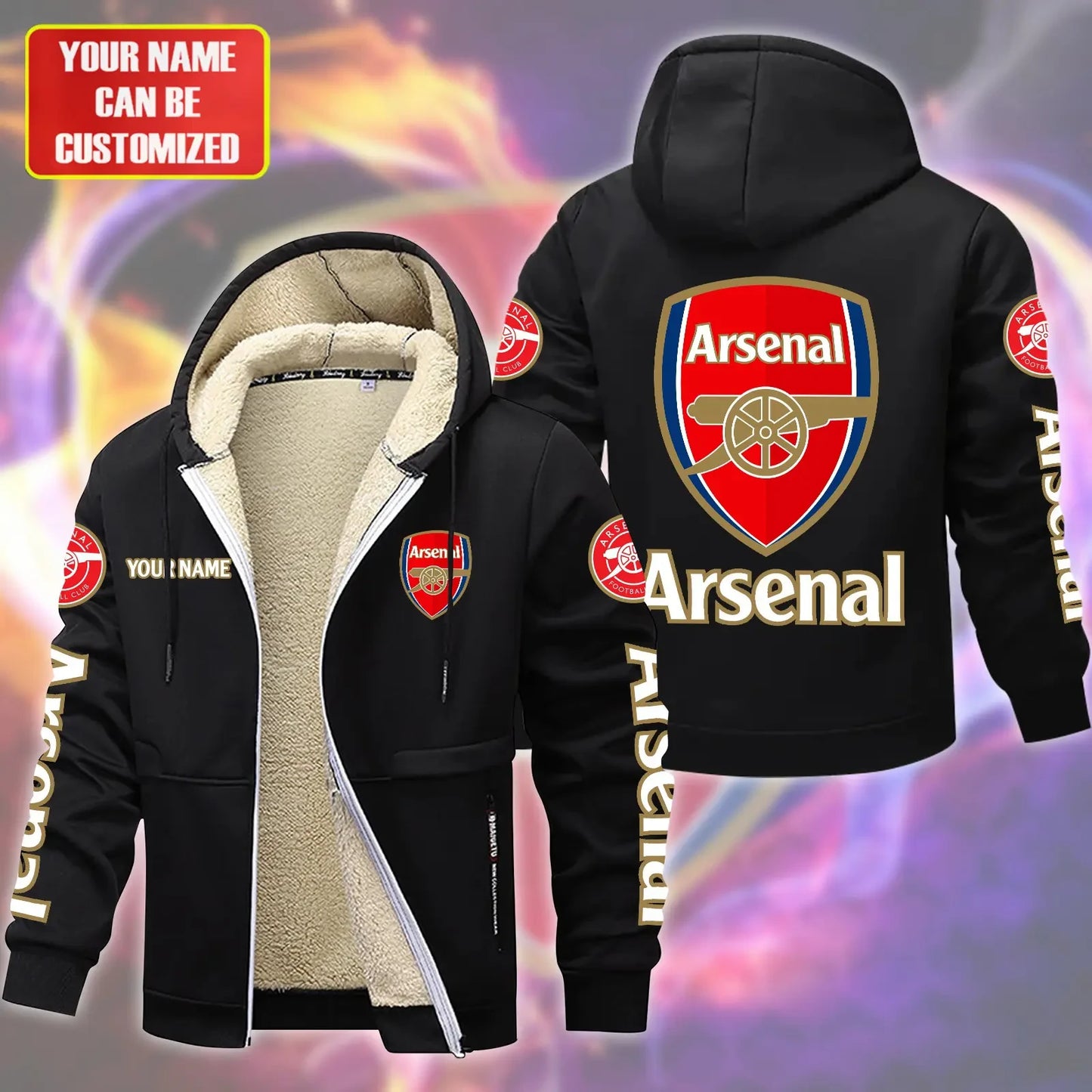 Personalized Arsenal Fleece 3D Unisex Hooded Jacket