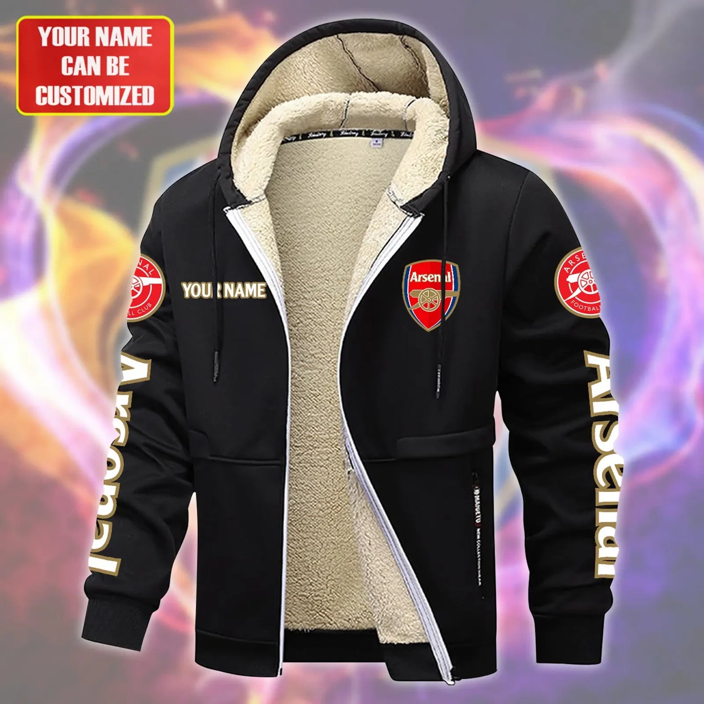 Personalized Arsenal Fleece 3D Unisex Hooded Jacket