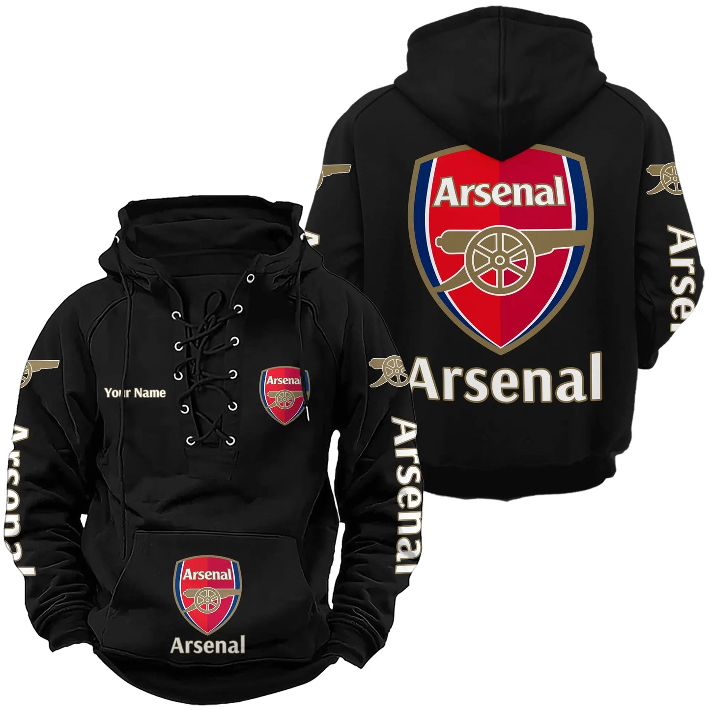 Personalized Arsenal Lace-up Cotton Hoodie