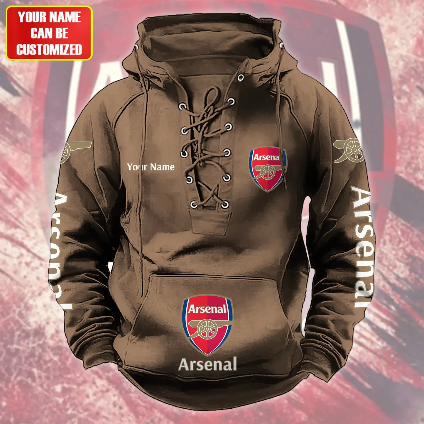 Personalized Arsenal Lace-up Cotton Hoodie