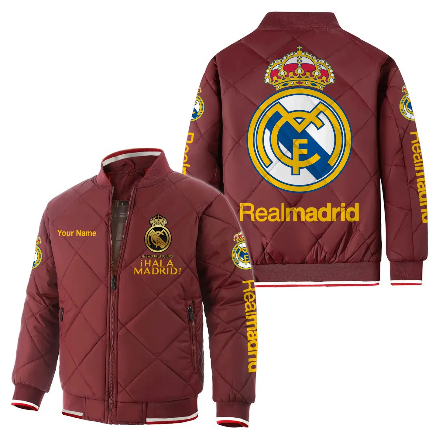 Personalized Real Madrid Puffer Bomber Jacket