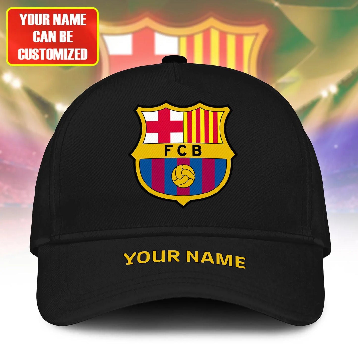 Personalized Name Barcelona Classic Black Cap