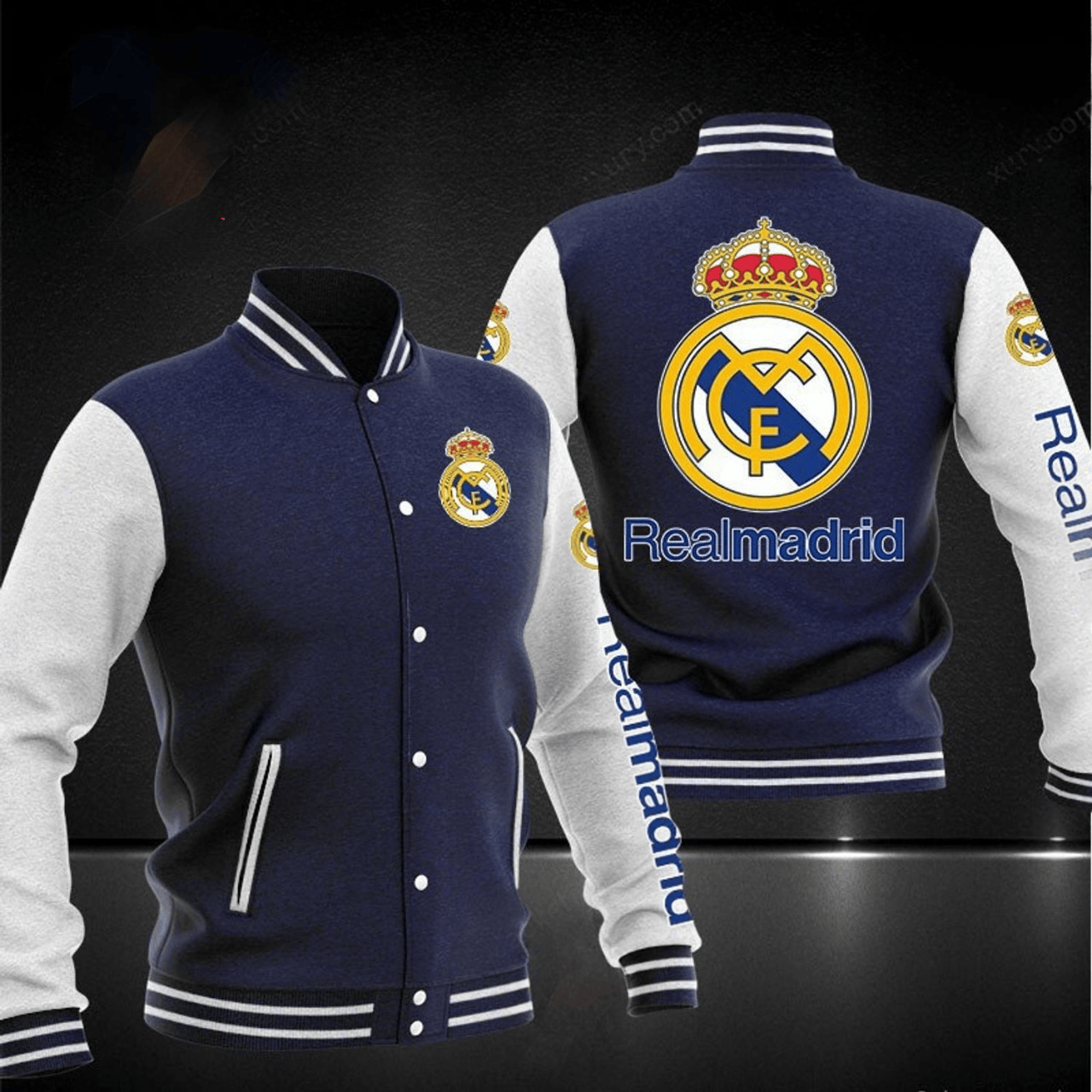 Real Madrid Dark Grey Baseball Jacket