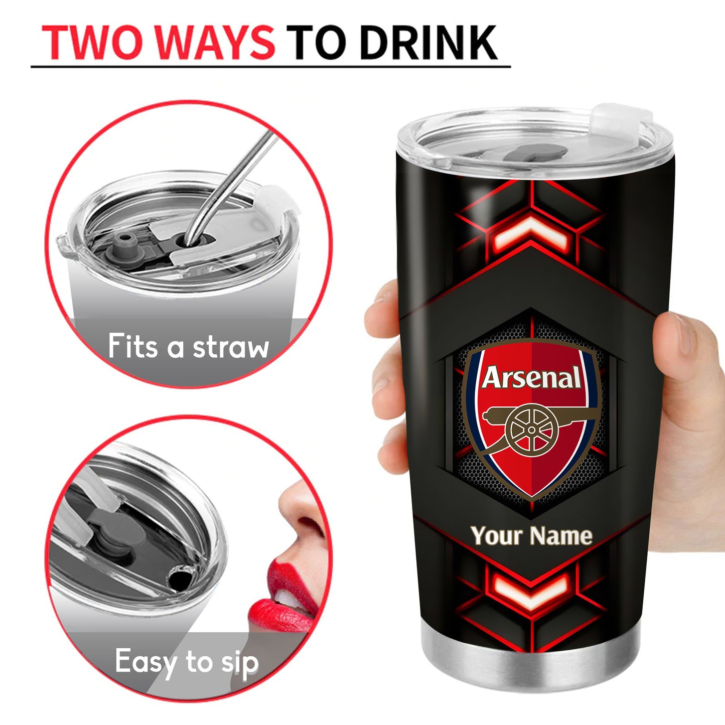 Personalized Arsenal Stainless Tumbler 20oz 30oz Cup