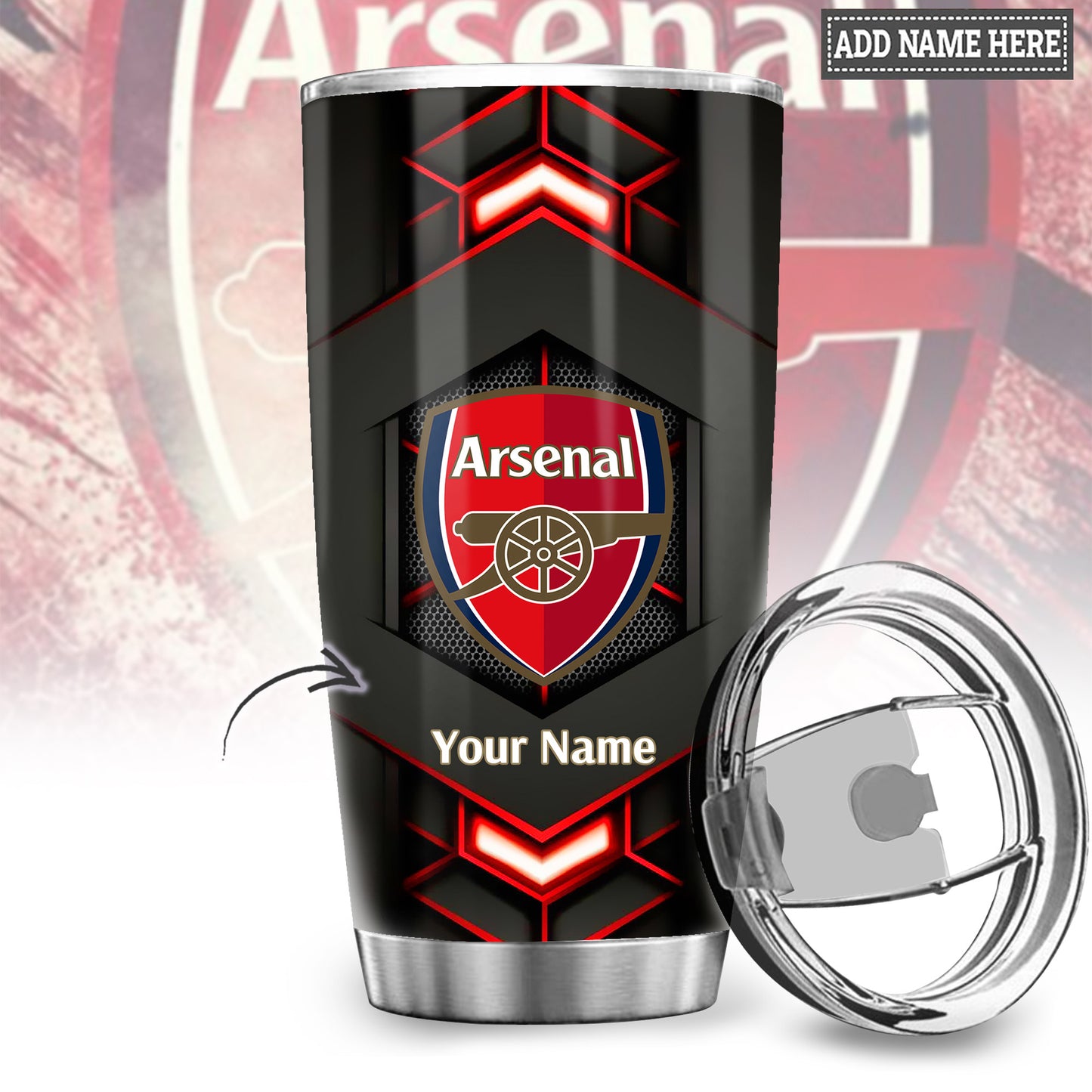Personalized Arsenal Stainless Tumbler 20oz 30oz Cup