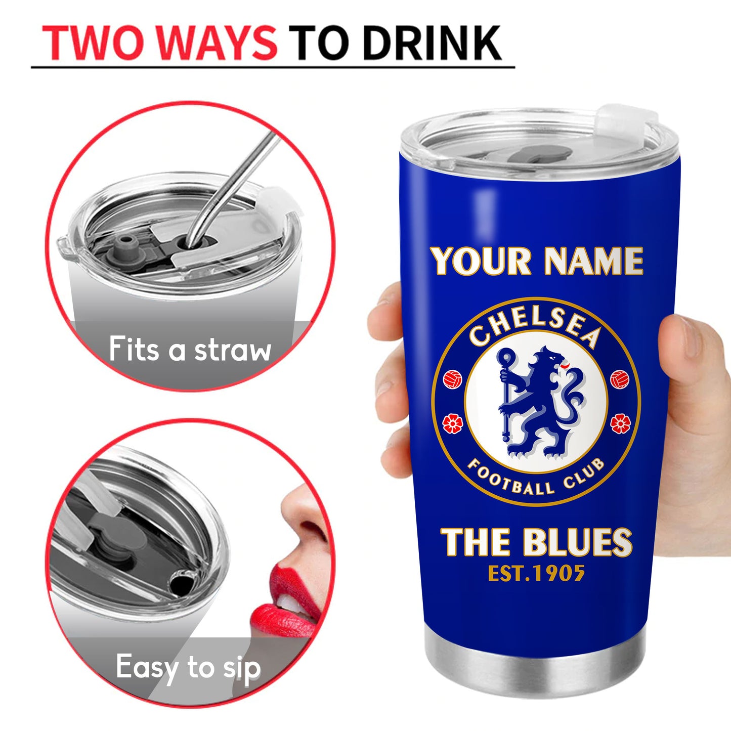 Personalized Chelsea History Stainless Tumbler 20oz 30oz Cup