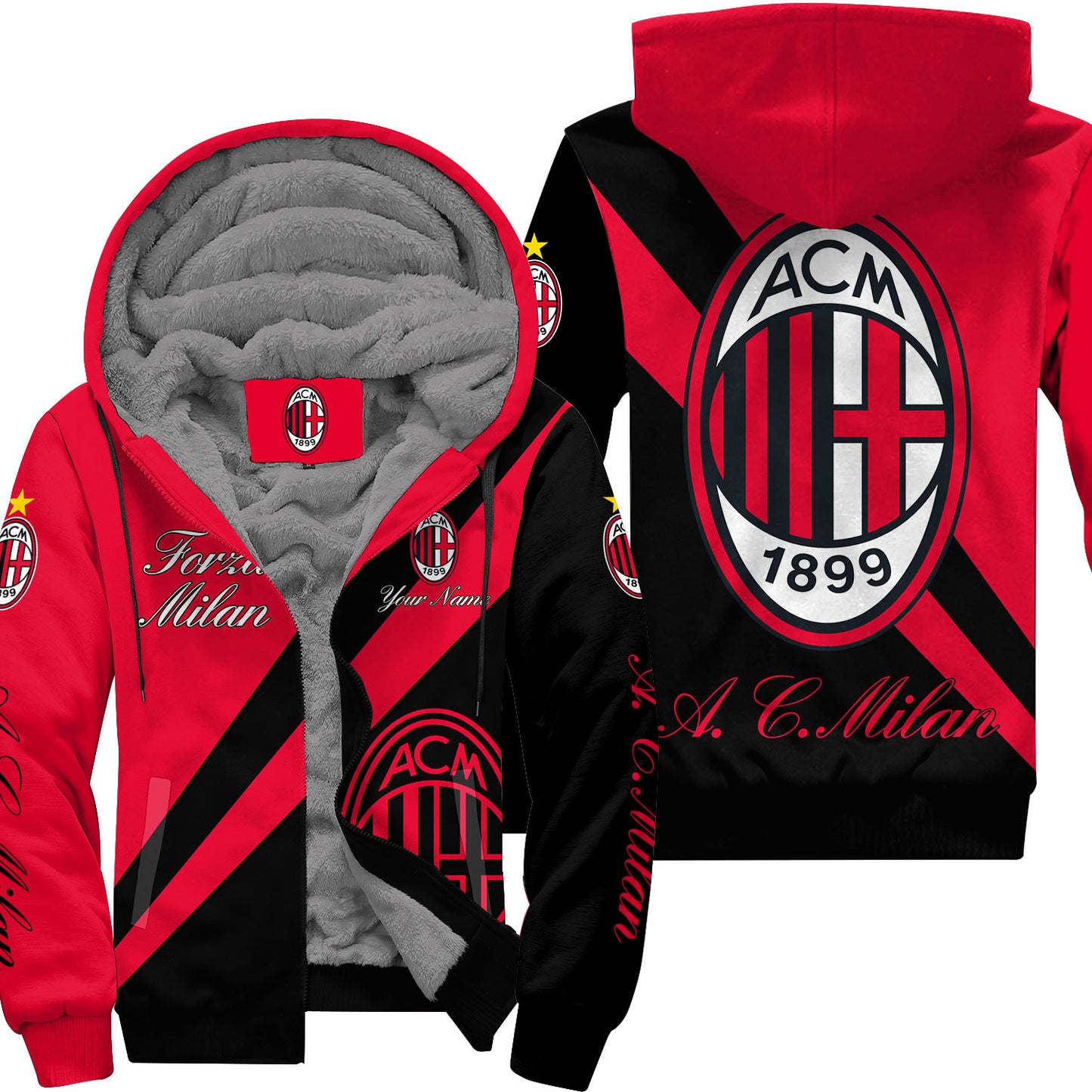 Personalized AC Milan Q2 Fleece 3D All Over Printed Unisex Shirt