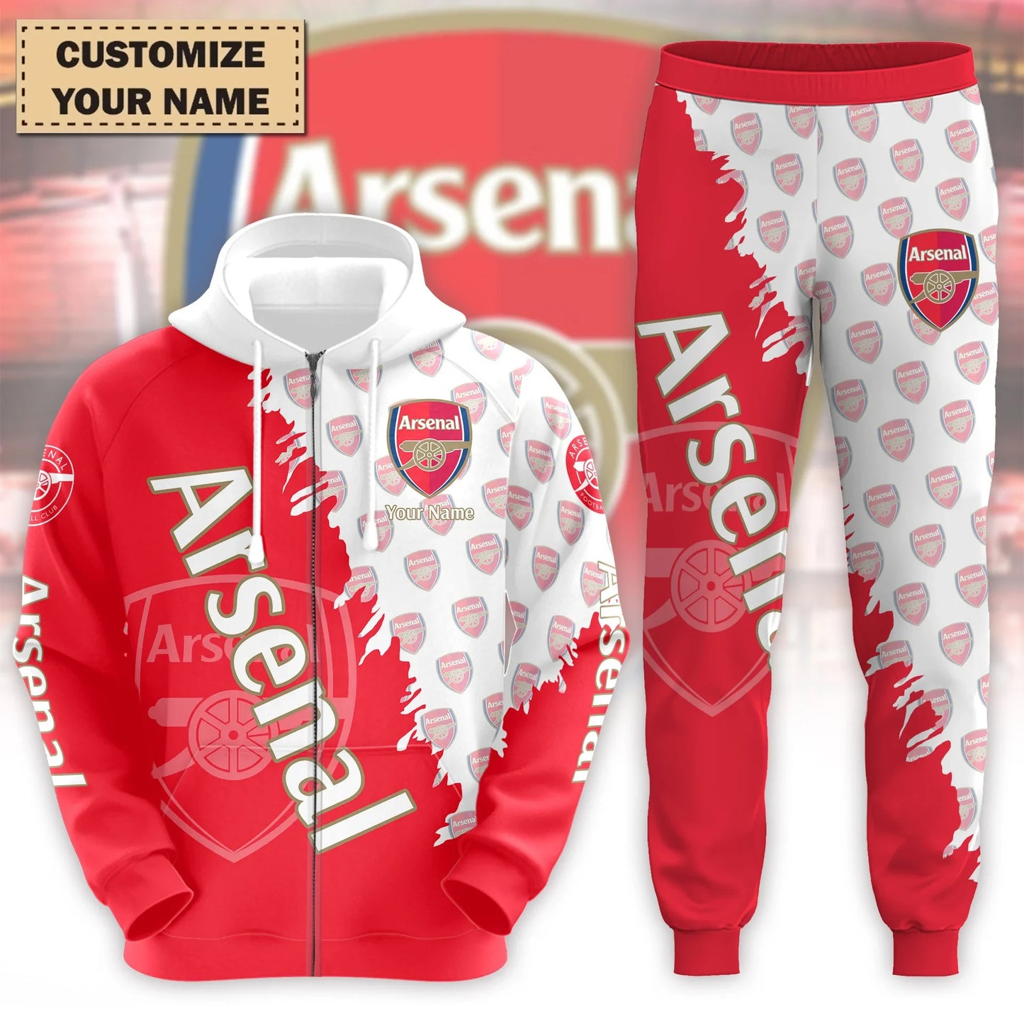 Personalized Arsenal 3D All over Printed Hoodie and Sweatpants set