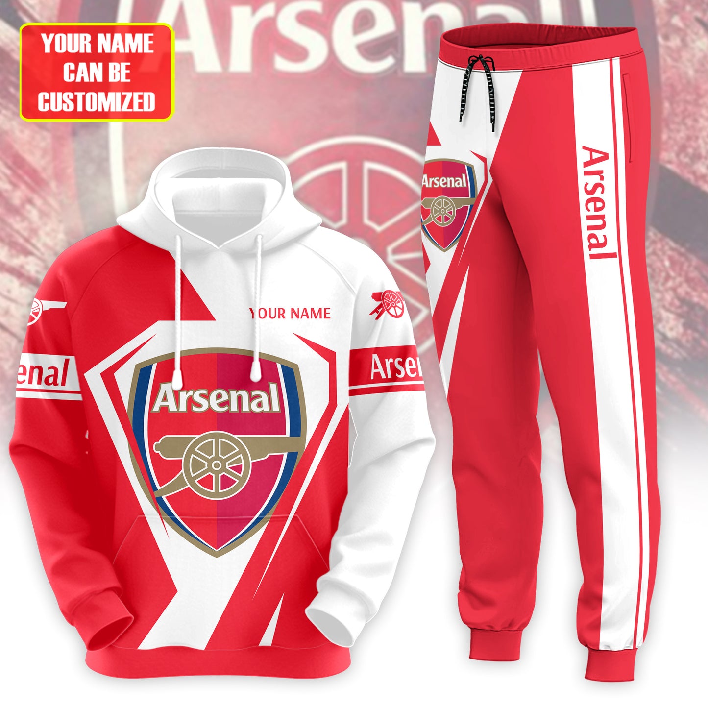 Personalized Arsenal 3D All over Printed Hoodie and Sweatpants set V4