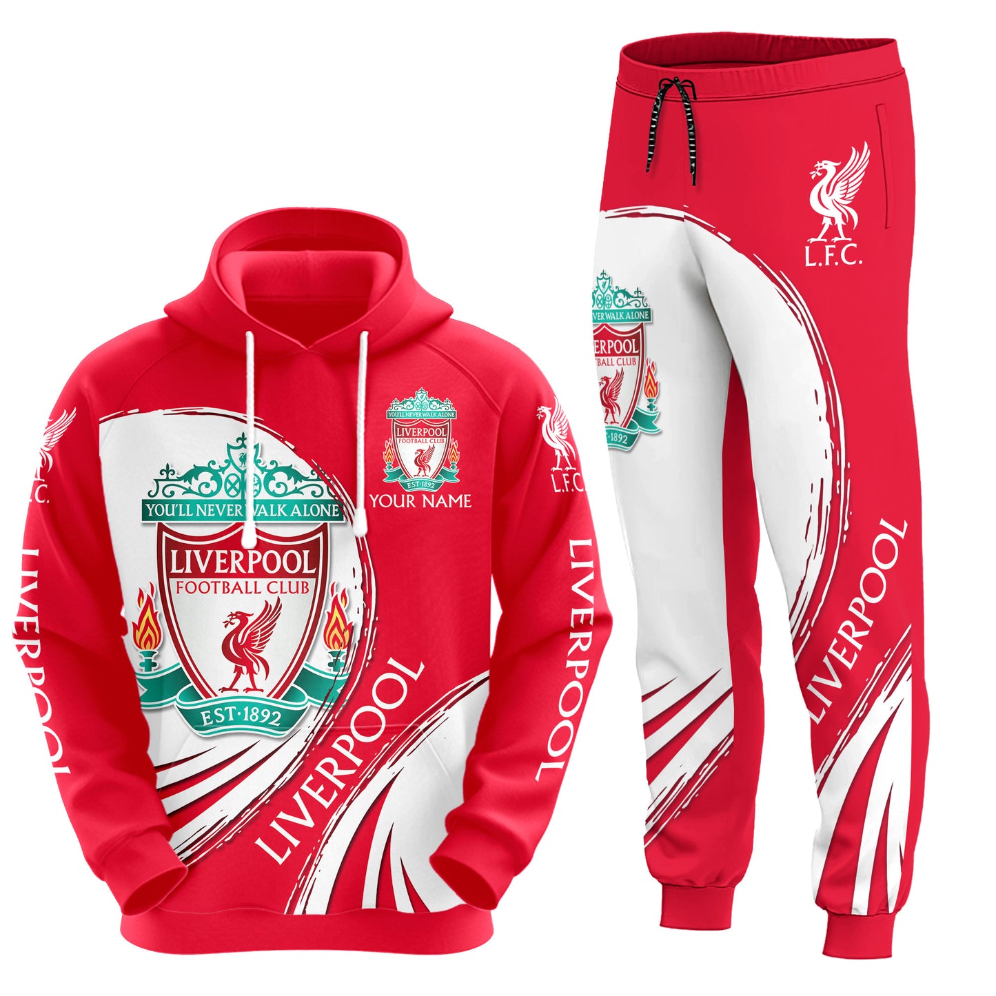 Personalized Liverpool 3D All over Printed Hoodie and Sweatpants set