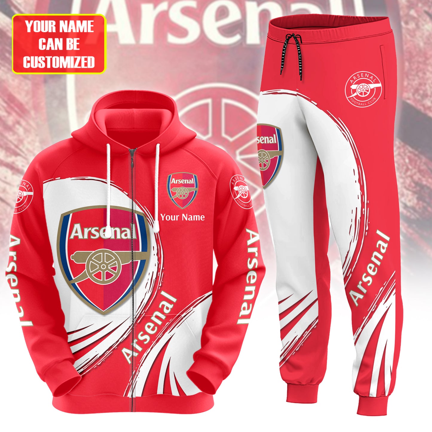 Personalized Arsenal 3D All over Printed Hoodie and Sweatpants set